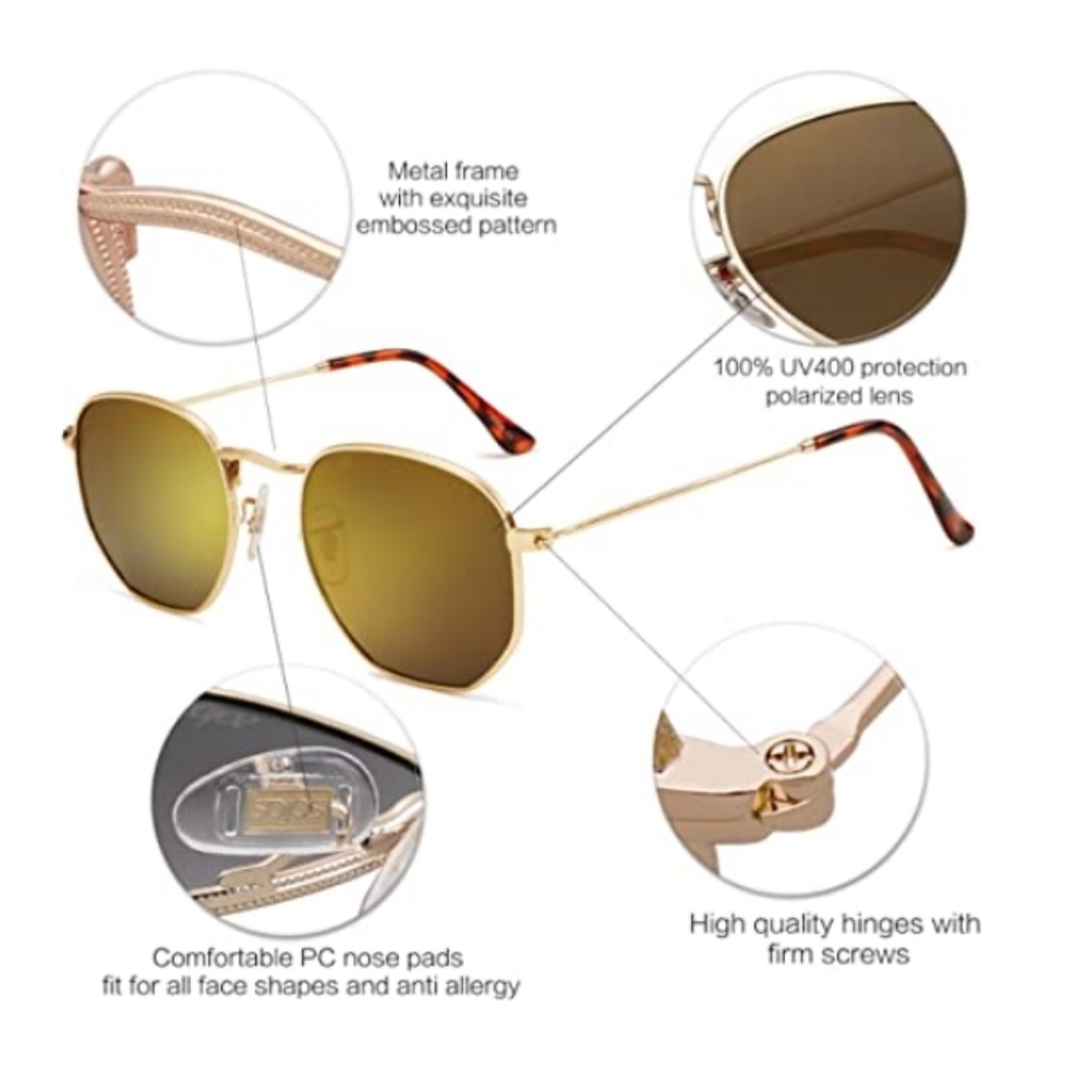 💫Gold Hexagonal Polarized Sunglasses for Men and Women - Picture 3 of 4